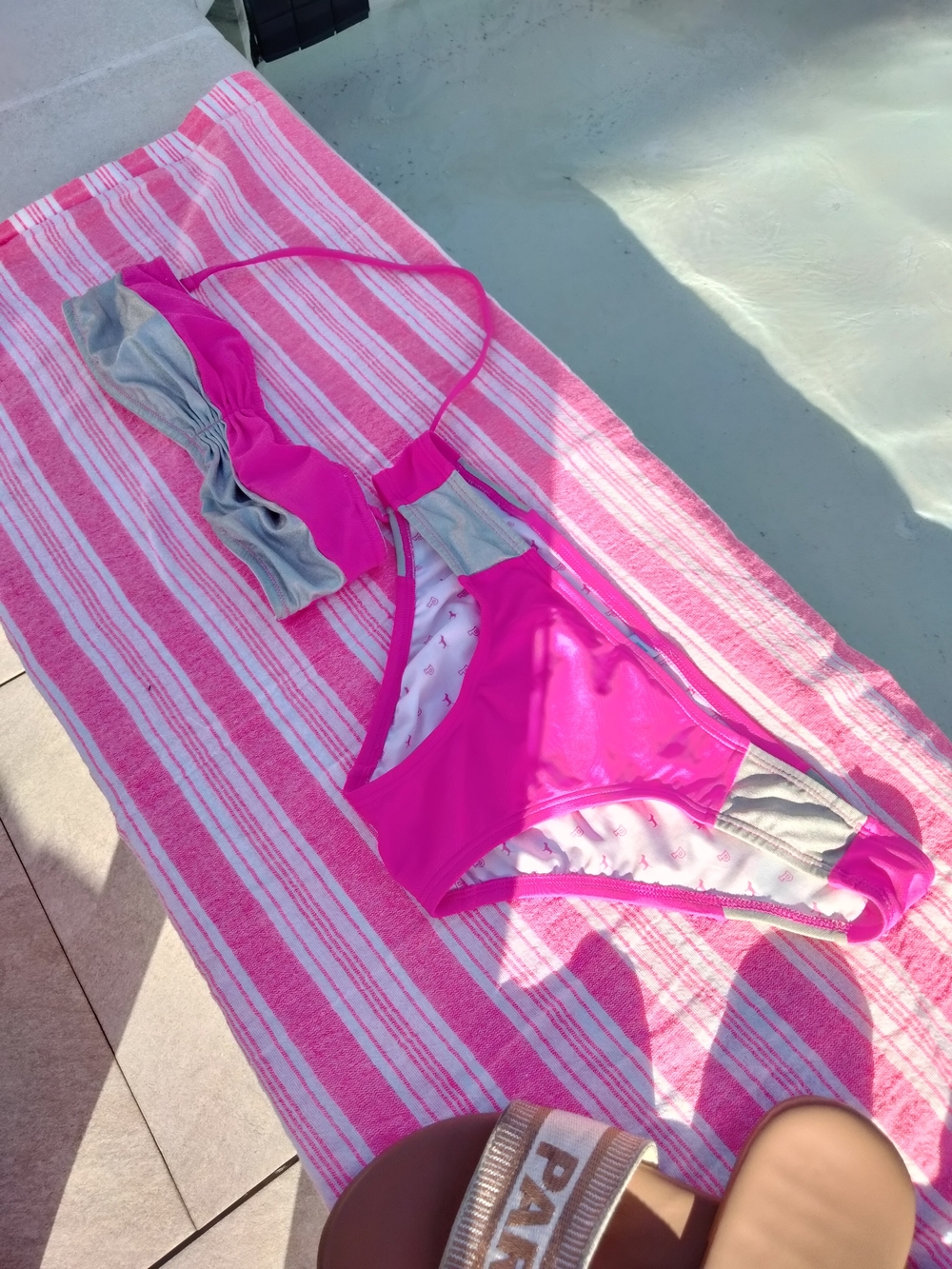 PINK 🩷 Hot Pink & Silver Bikini Swimsuit